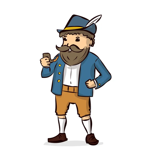 Funny man in traditional Bavarian costume — Stock Vector
