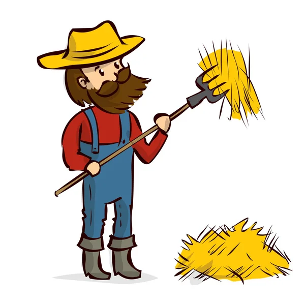 卡通移动干草的农夫 — 图库矢量图片