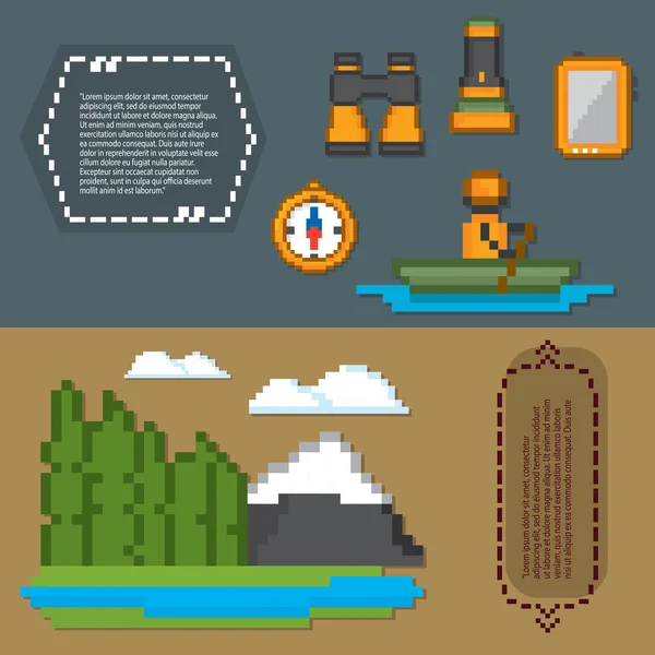 Set di icone per campeggio ed escursionismo — Vettoriale Stock