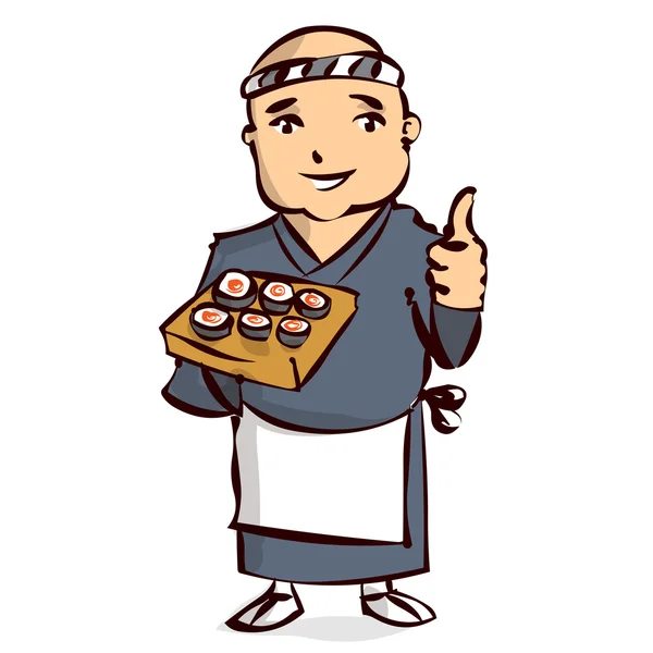 Drôle de Japon Sushi Chef — Image vectorielle