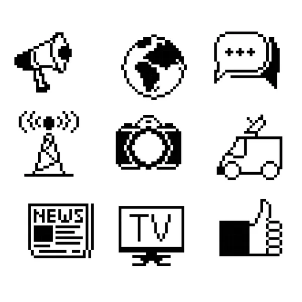 Information, communication et actualités Icônes Pixel — Image vectorielle