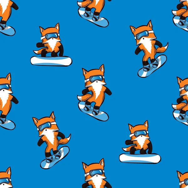 Bonitos zorros en snowboards — Vector de stock