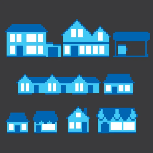 Conjunto de ícones Pixel buildings . — Vetor de Stock