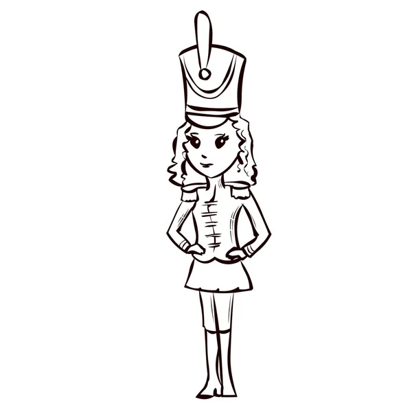 Meisje teken in hussar kostuum — Stockvector