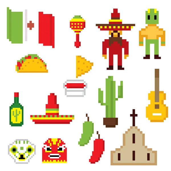 Mexico culture banner icons set — Stock Vector