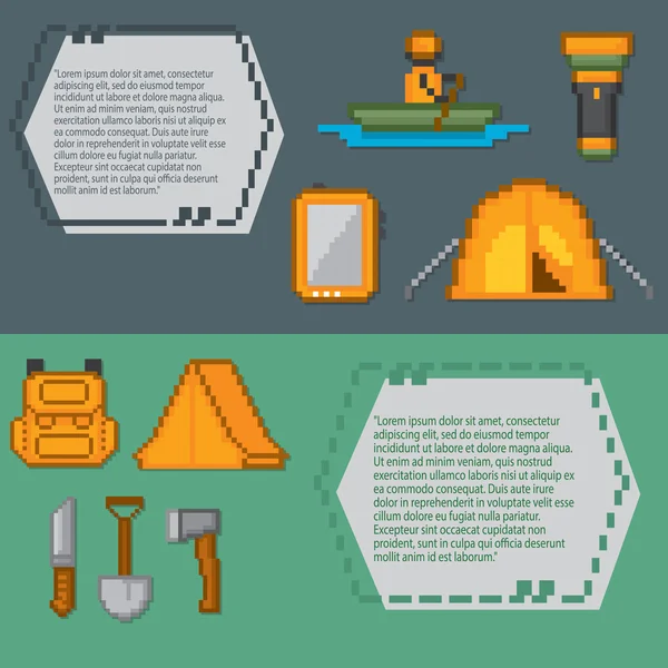 Conjunto de iconos de camping y senderismo — Vector de stock