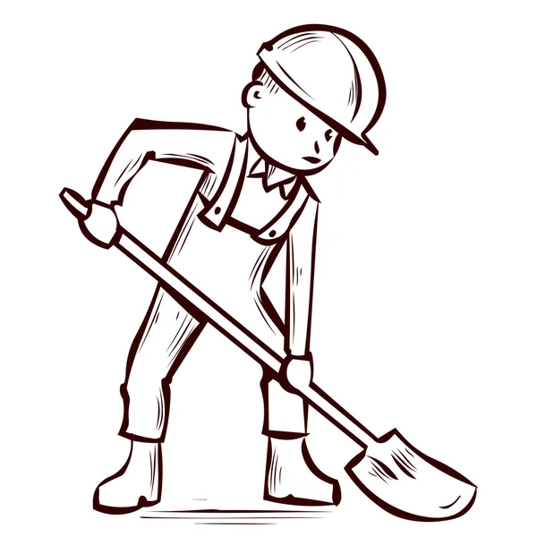 Дорожній працівник з лопатою . — стоковий вектор
