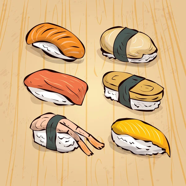 Traditionell japansk sushi set. — Stock vektor