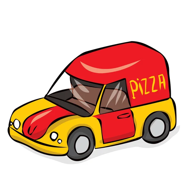 Carro de pizza desenhado à mão —  Vetores de Stock