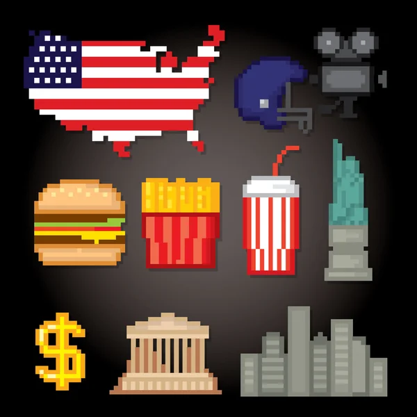 Usa Kultur Symbole gesetzt — Stockvektor