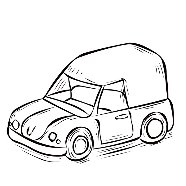 Coche de pizza dibujado a mano — Vector de stock