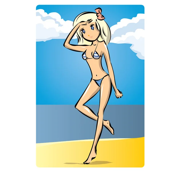 Piękne kobiety blondynka w bikini — Wektor stockowy