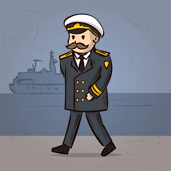Ufficiale della marina dei cartoni animati. Ammiraglio — Vettoriale Stock
