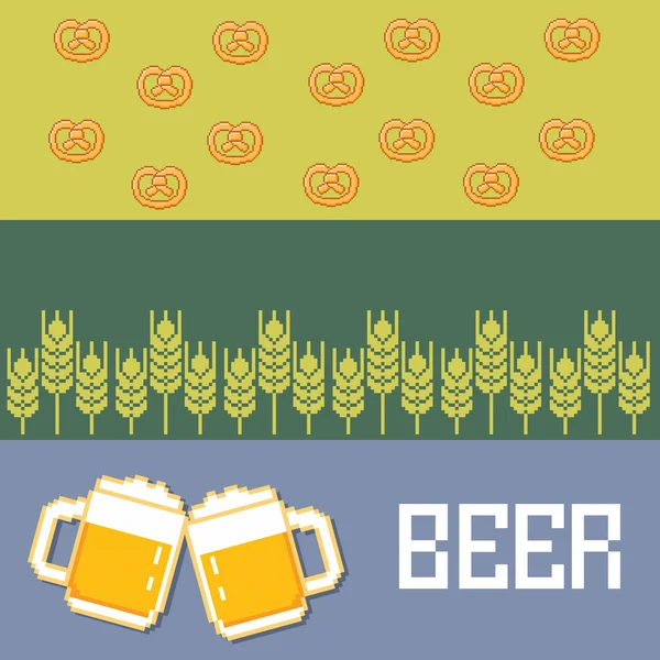 Ensemble de bannières pixel bière et snacks — Image vectorielle