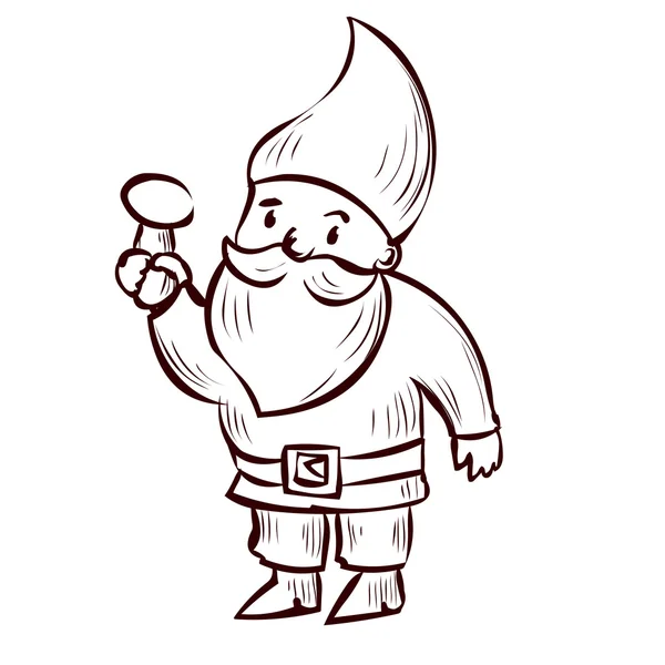 Hand getekende tuin-gnome — Stockvector