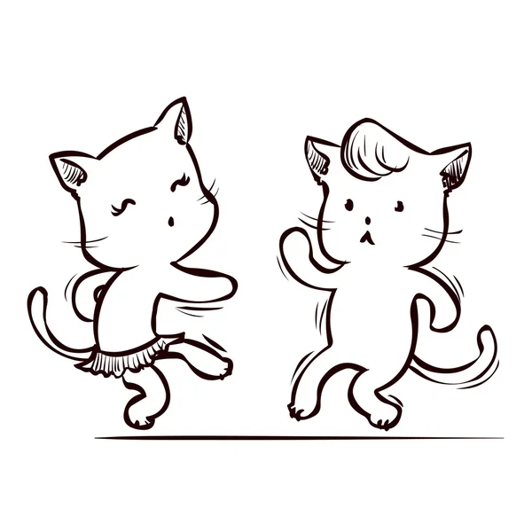 Desenhos animados Dois gatos dançantes — Vetor de Stock