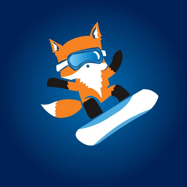 Niedlicher Fuchs-Snowboarder. — Stockvektor