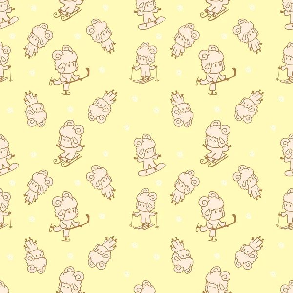 Seamless pattern with cute little lamb — Stock Vector