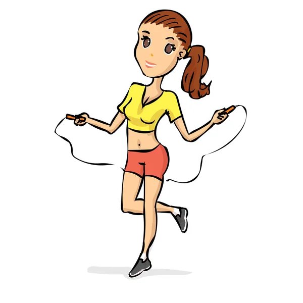 Athletisches Mädchen beim Seilspringen — Stockvektor