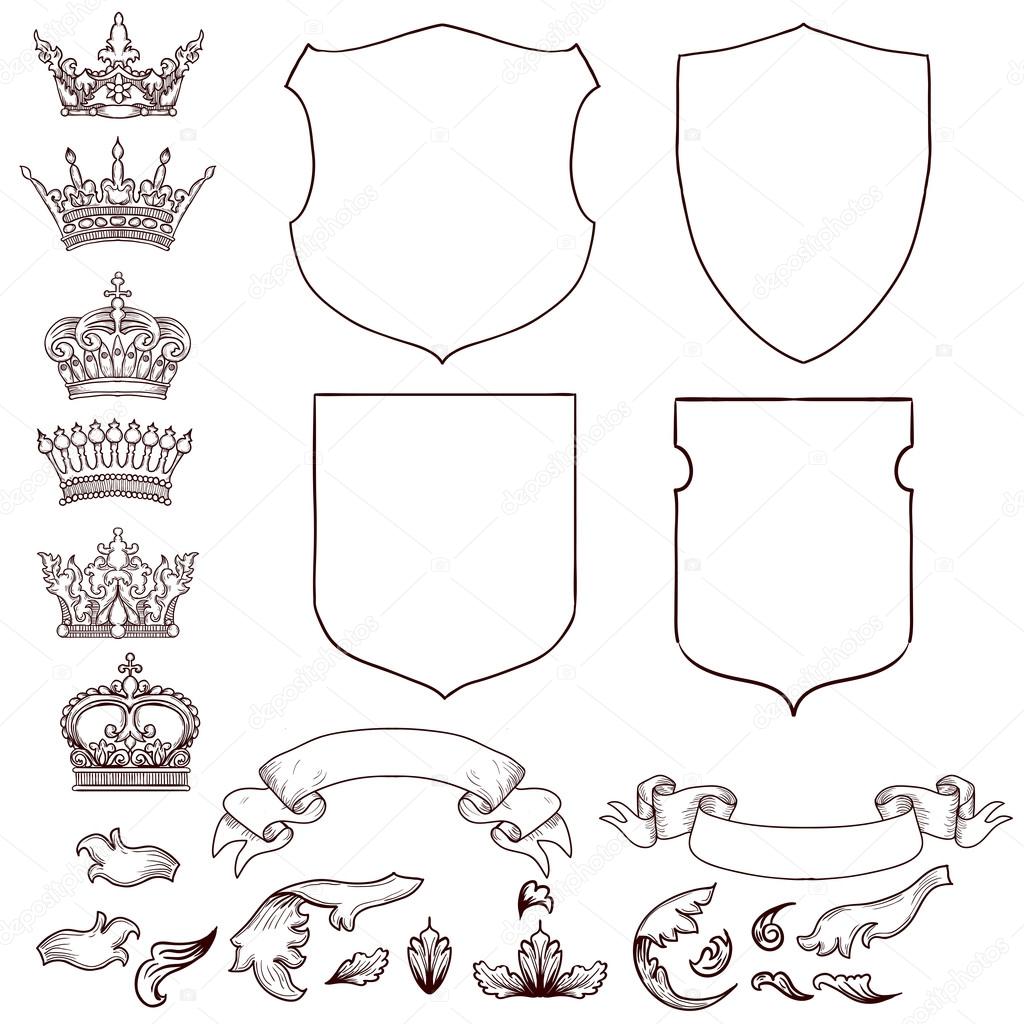 Hand drawn coat of arms set. Stock Vector by ©dergriza 107740204