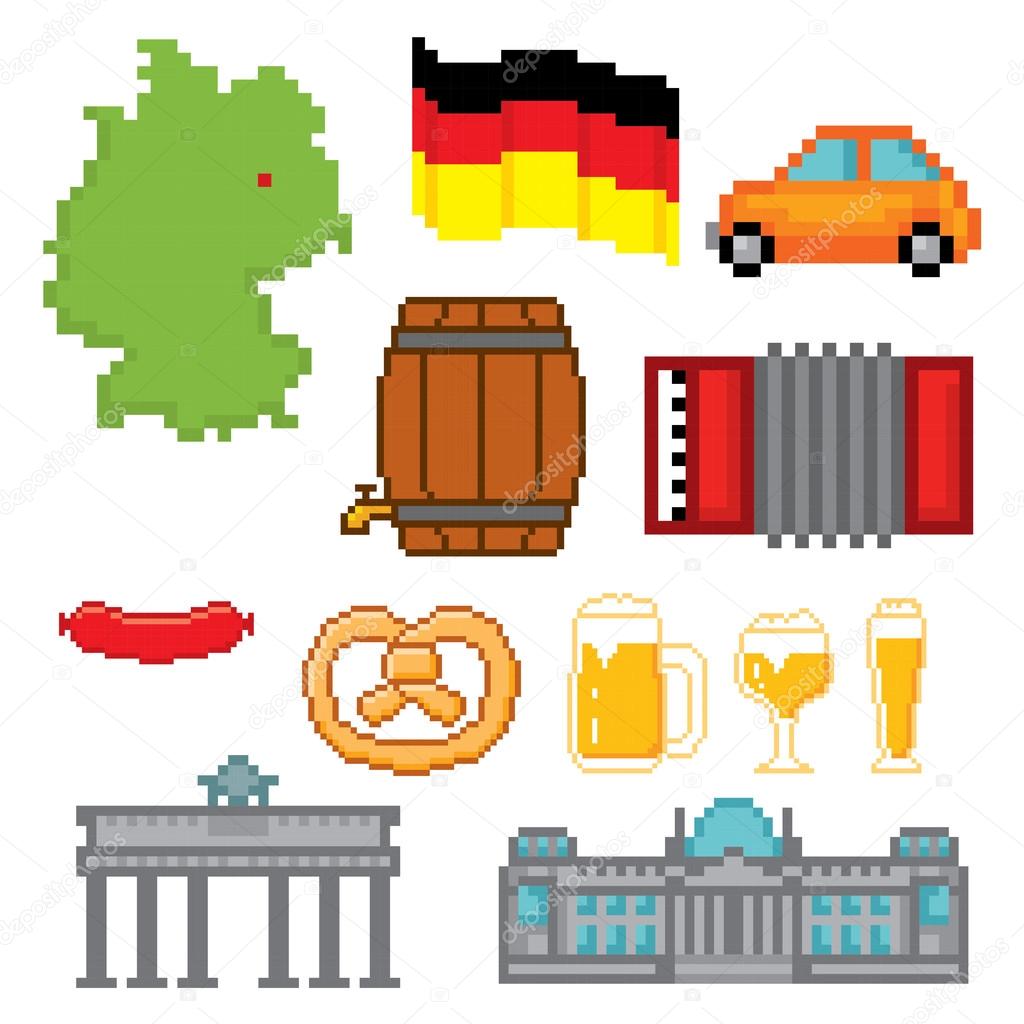 German culture symbols icons set