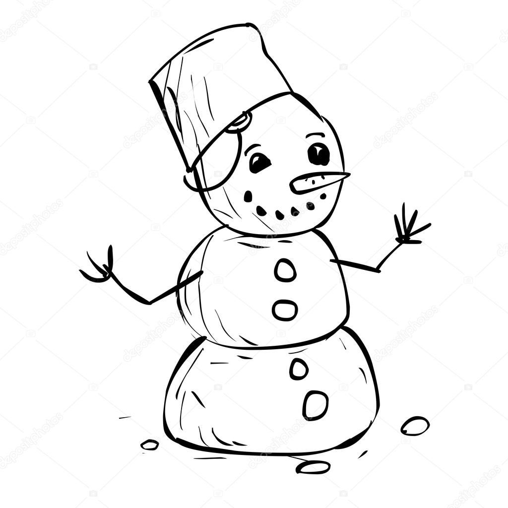 Handgezeichneter Cartoon-Schneemann — Stockvektor © dergriza #107746518