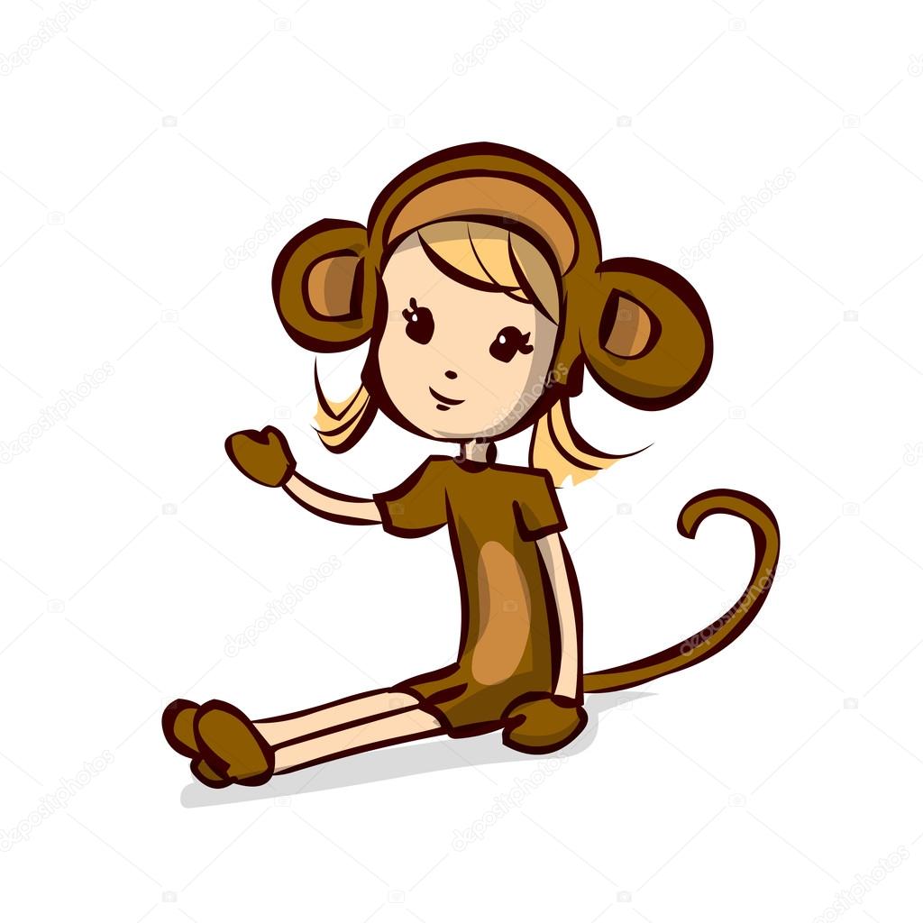 Linda chica en un traje de mono Vector de stock #107746996 de