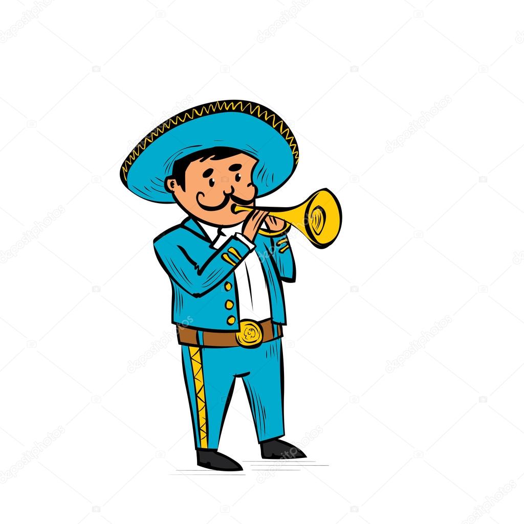 Mexican mariachi man playing on trumpet. Stock Vector by ©dergriza 107747154, image size:1024x1024