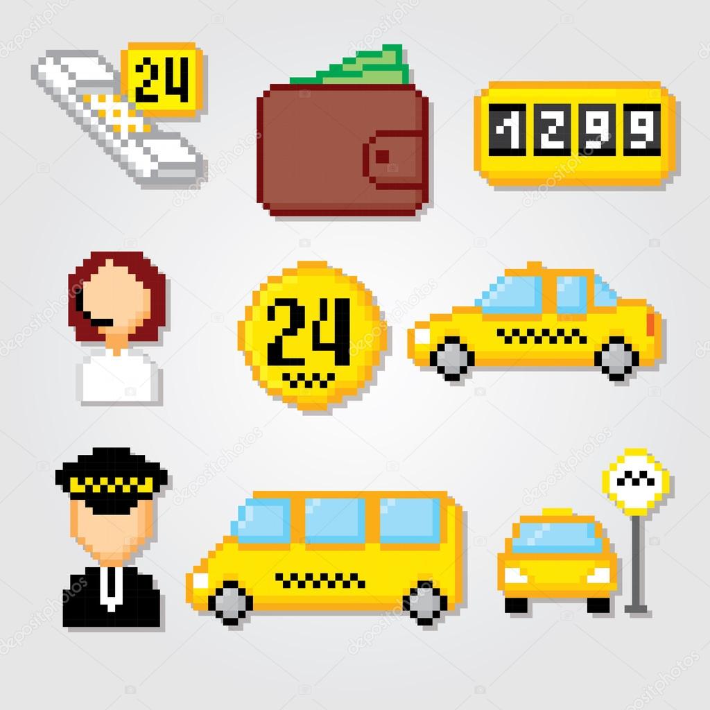 Taxi service set. Taxi icons. 