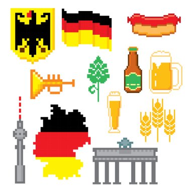 Alman kültürü sembolleri Icons set