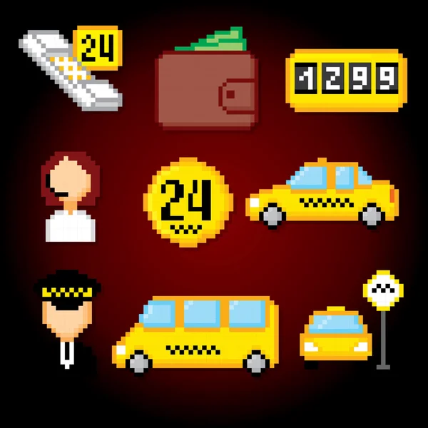 Taxi service set. Taxi pictogrammen. — Stockvector