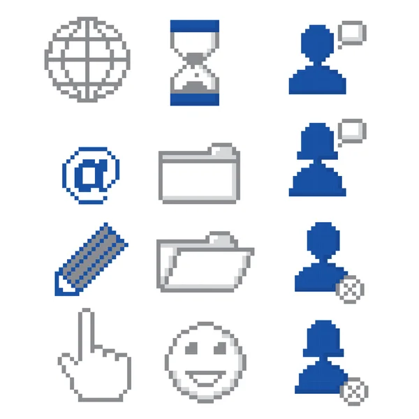 Pixel conjunto de iconos de redes sociales . — Vector de stock