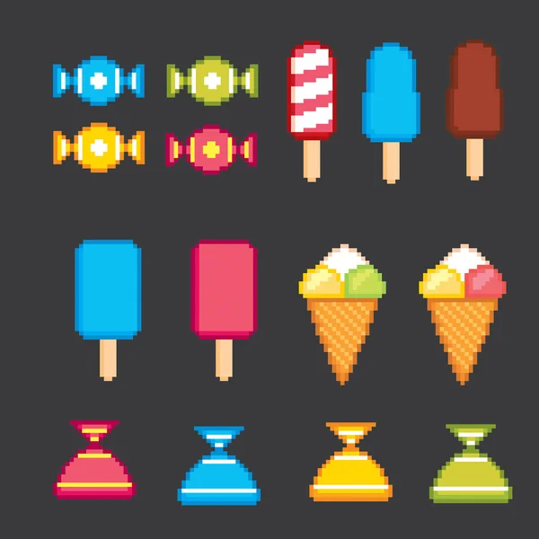 Set icone pixel dolci — Vettoriale Stock
