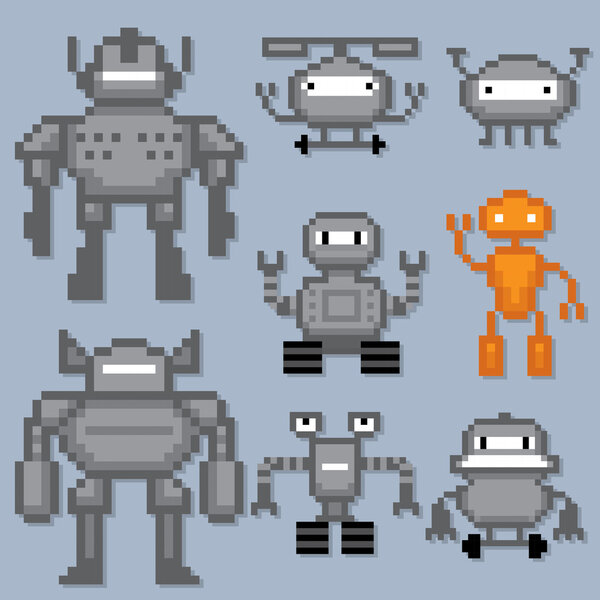 Мультфильм Роботы набор. Пиксельное искусство
.