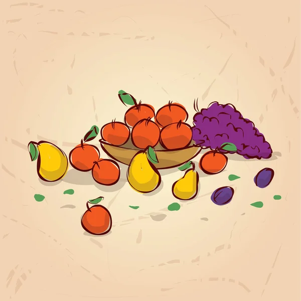 Hora da colheita. Maçãs, peras e uvas . —  Vetores de Stock