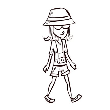 fotoğraf makinesi ile yürüyen kadın turist