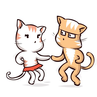 İki dans eden kedi çizgi film