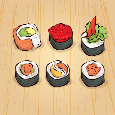 geleneksel Japon suşi seti.