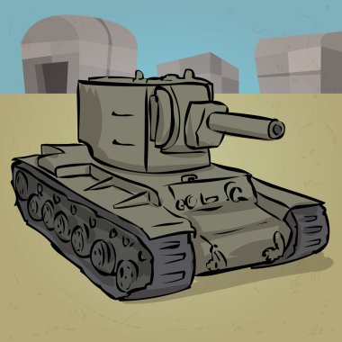 Çizilmiş SSCB ağır tank Kv 2 el