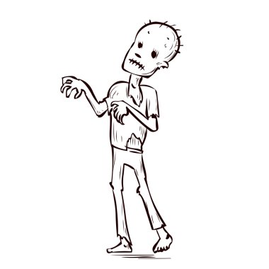 Elle çizilmiş aç korkunç zombi. 