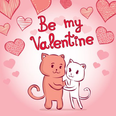 Karikatür kedi aşık