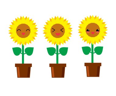 Sevimli çizgi ayçiçeği