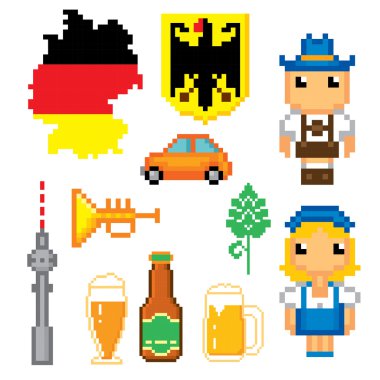 Alman kültürü sembolleri Icons set