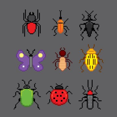 Böcek piksel simgeler kümesi