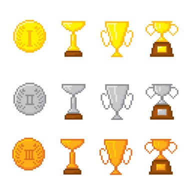 Ödülleri piksel simgeler kümesi. 