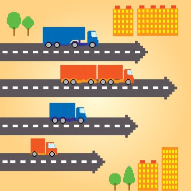 Piksel ulaşım Infographic seti