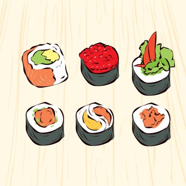 geleneksel Japon suşi seti.