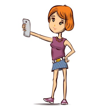 Genç kız selfie yapma. 