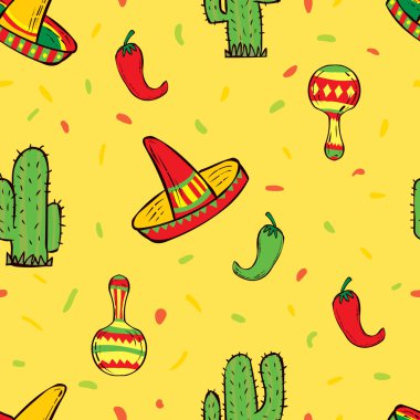 Meksika el çizilmiş desen