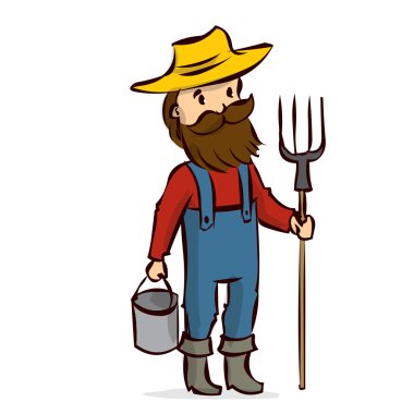 Elle çizilmiş karikatür çiftçi